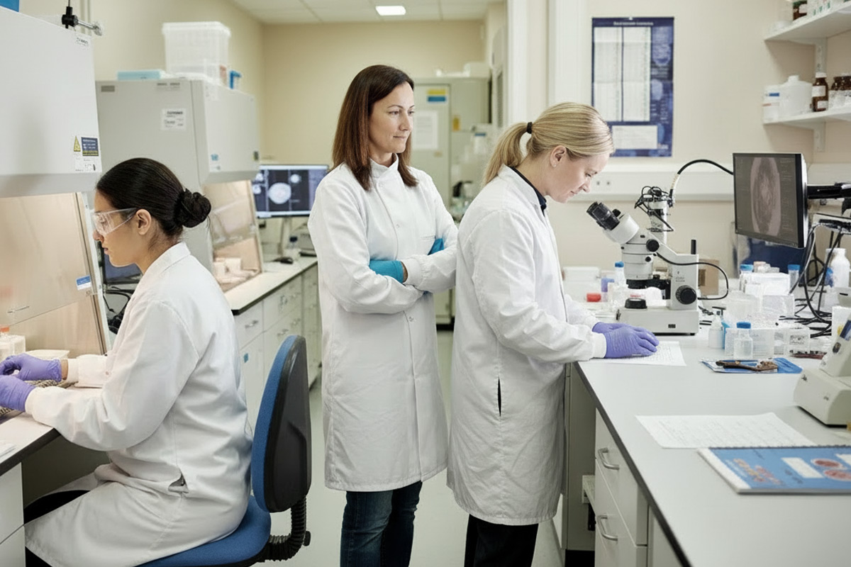 working together in the laboratory